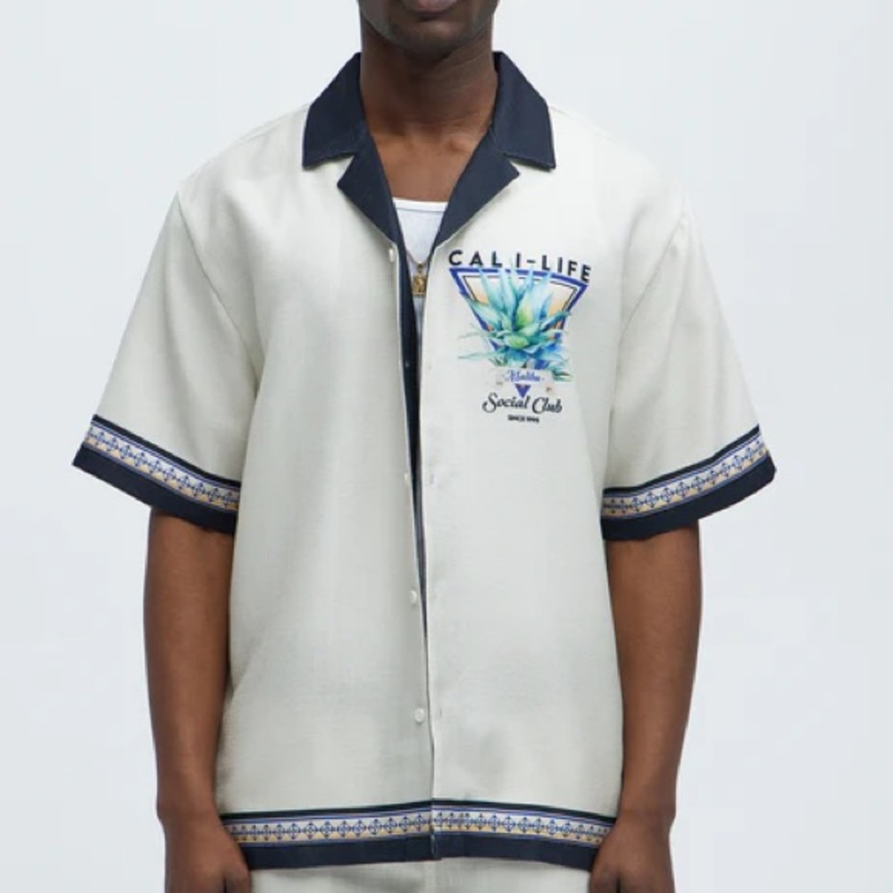 New Men’s Malibu Shirt‎ cali-life button down shirt Sz XL
